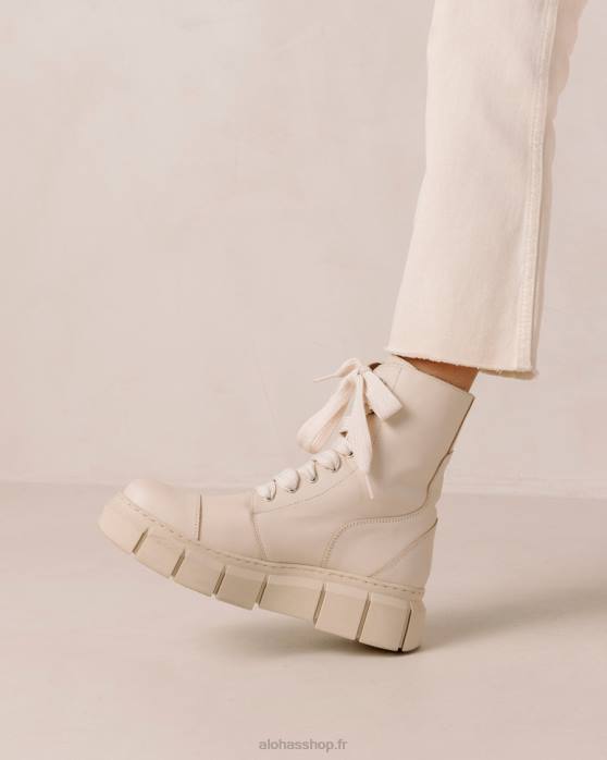 femmes Ivoire P64N60 Alohas can can - bottes de combat en cuir beige