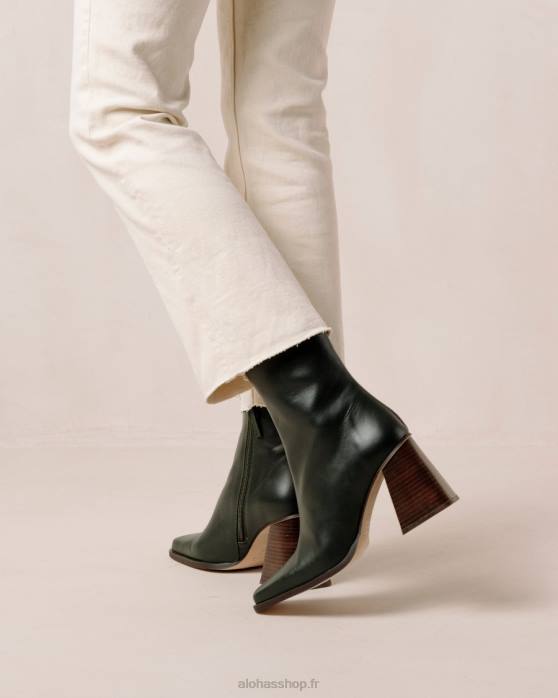femmes Vert Jade P64N198 Alohas sud - bottes en cuir vert foncé