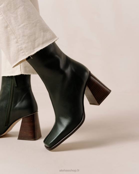 femmes Vert Jade P64N198 Alohas sud - bottes en cuir vert foncé