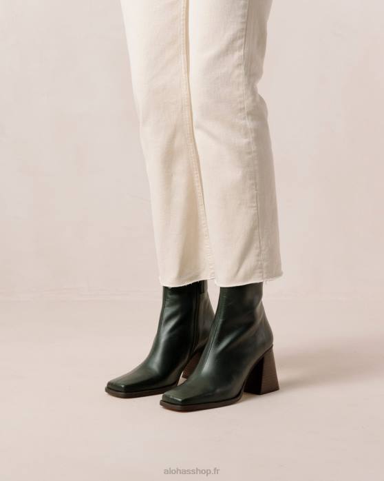 femmes Vert Jade P64N198 Alohas sud - bottes en cuir vert foncé