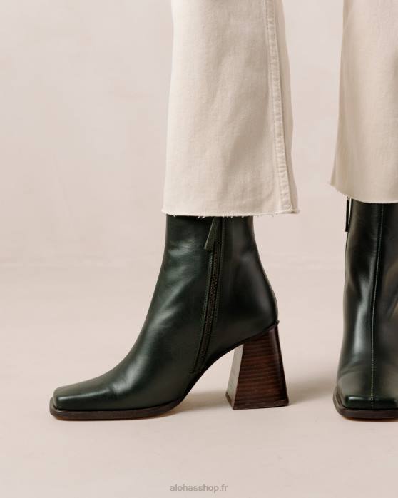 femmes Vert Jade P64N198 Alohas sud - bottes en cuir vert foncé