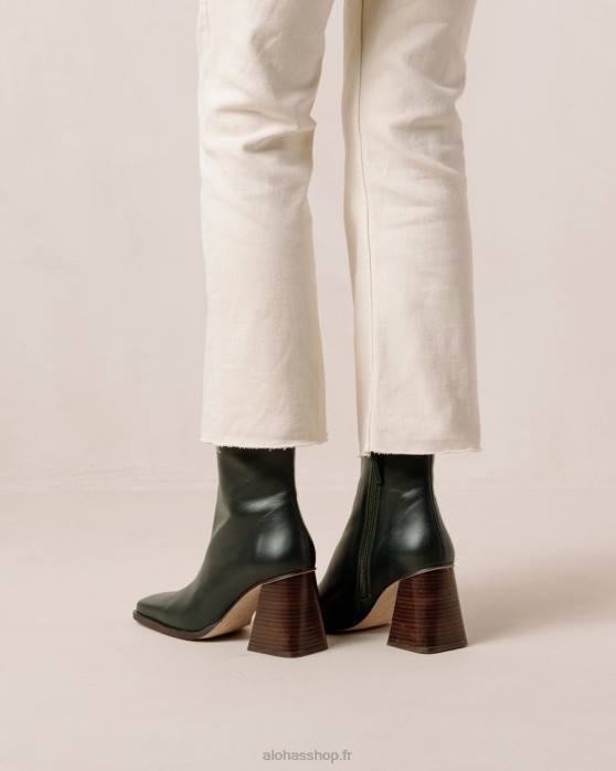 femmes Vert Jade P64N198 Alohas sud - bottes en cuir vert foncé