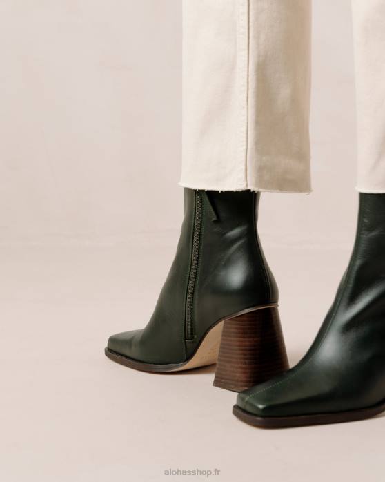 femmes Vert Jade P64N198 Alohas sud - bottes en cuir vert foncé