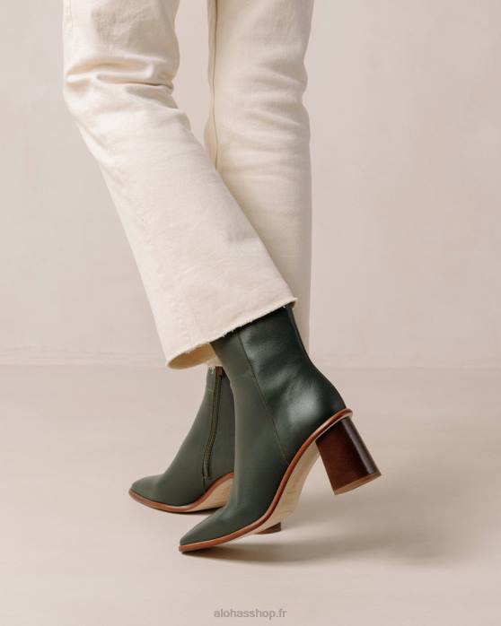 femmes Vert Jade P64N228 Alohas west vintage - bottes en cuir vert foncé