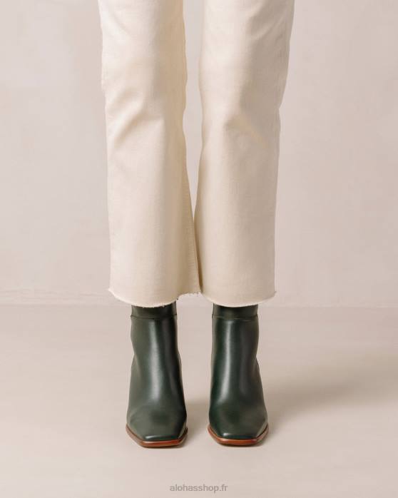 femmes Vert Jade P64N228 Alohas west vintage - bottes en cuir vert foncé