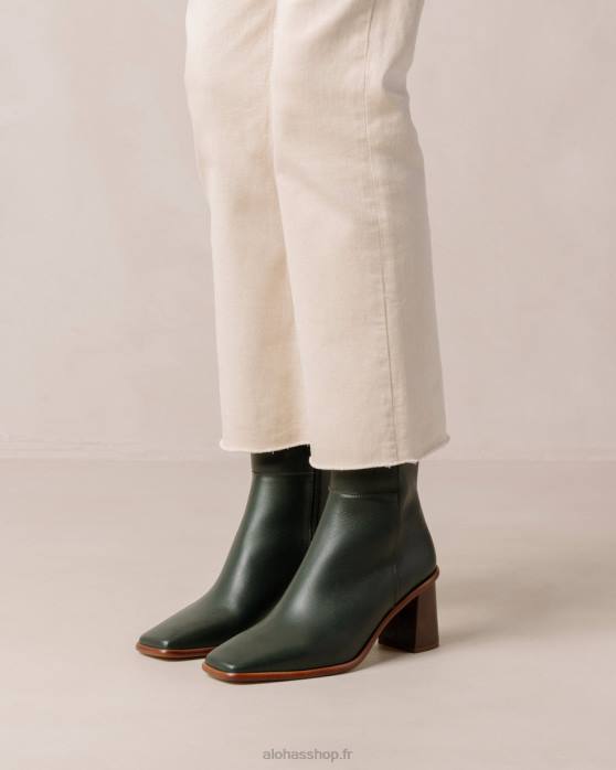 femmes Vert Jade P64N228 Alohas west vintage - bottes en cuir vert foncé