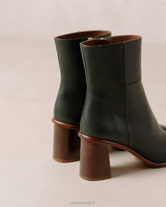 femmes Vert Jade P64N228 Alohas west vintage - bottes en cuir vert foncé