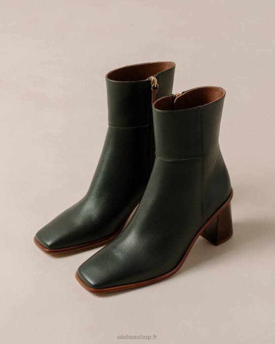 femmes Vert Jade P64N228 Alohas west vintage - bottes en cuir vert foncé
