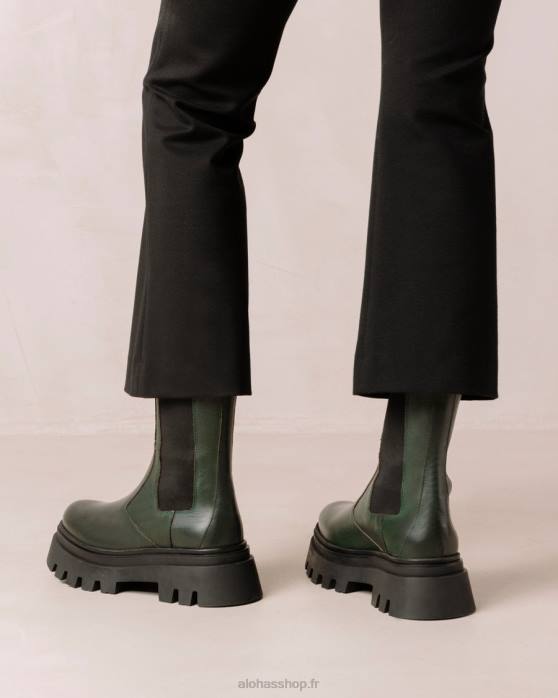femmes Vert Jade P64N361 Alohas all rounder - bottes en cuir vert foncé