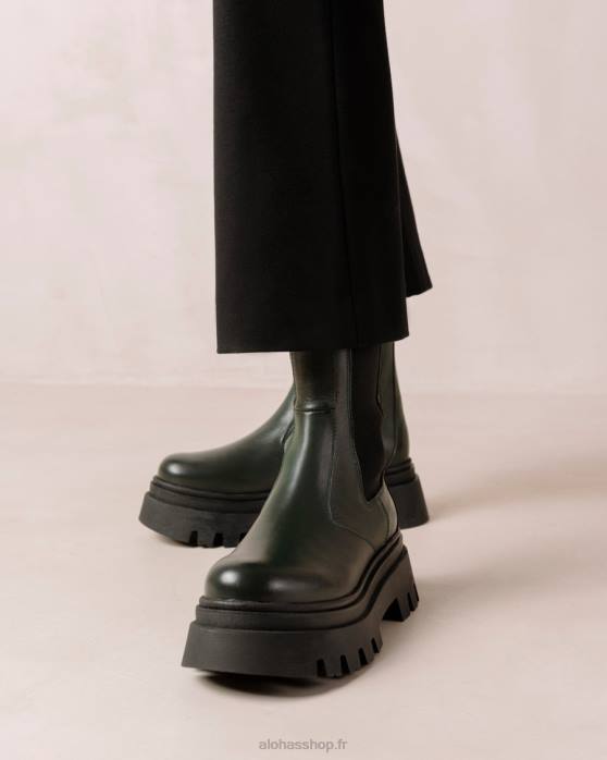 femmes Vert Jade P64N361 Alohas all rounder - bottes en cuir vert foncé