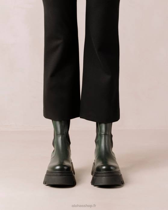 femmes Vert Jade P64N361 Alohas all rounder - bottes en cuir vert foncé
