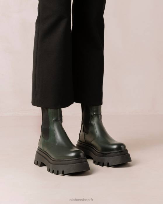 femmes Vert Jade P64N361 Alohas all rounder - bottes en cuir vert foncé