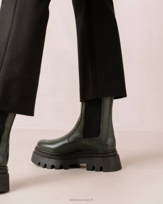 femmes Vert Jade P64N361 Alohas all rounder - bottes en cuir vert foncé