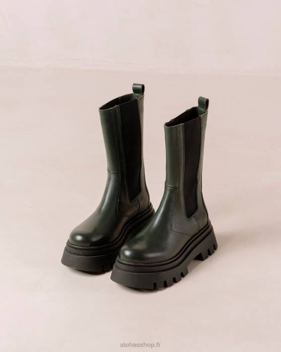 femmes Vert Jade P64N361 Alohas all rounder - bottes en cuir vert foncé