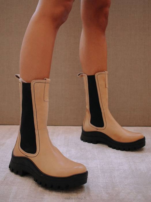 femmes beige P64N586 Alohas viens me chercher - bottes en cuir beige