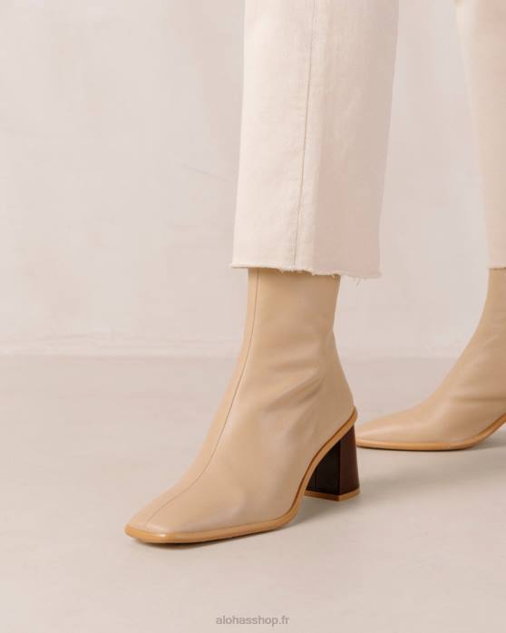 femmes beige pierre P64N343 Alohas west cape vintage - bottines en cuir beige