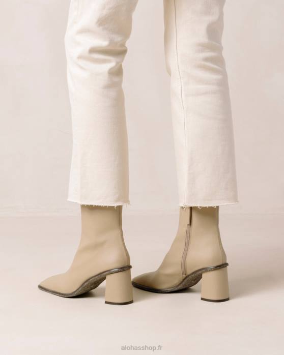 femmes beige sable chaud P64N454 Alohas cactus de l'ouest - bottes en cuir végétalien beige