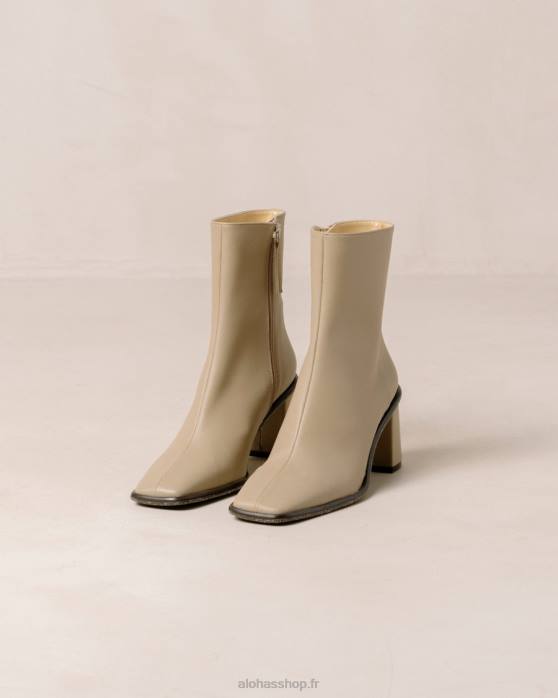 femmes beige sable chaud P64N454 Alohas cactus de l'ouest - bottes en cuir végétalien beige