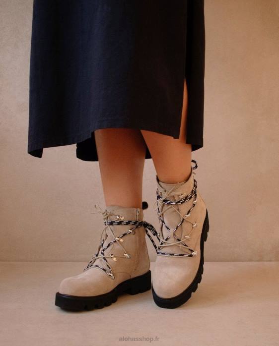 femmes beige sable chaud P64N593 Alohas miles - bottes en cuir beige