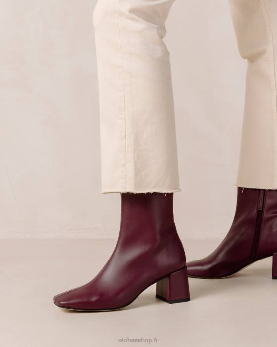 femmes betterave P64N136 Alohas aquarelle - bottes en cuir végétalien violet