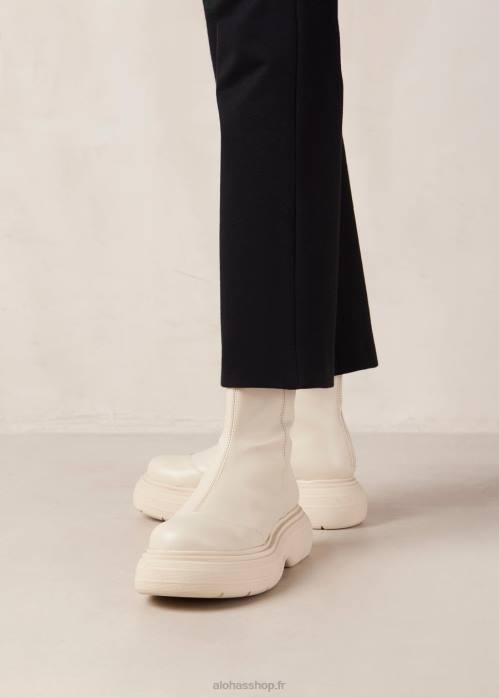 femmes blanc chaud P64N270 Alohas ink - bottes en cuir vegan blanc