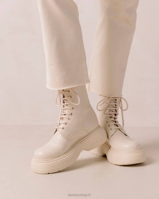 femmes blanc chaud P64N484 Alohas gouache - bottes en cuir vegan blanc