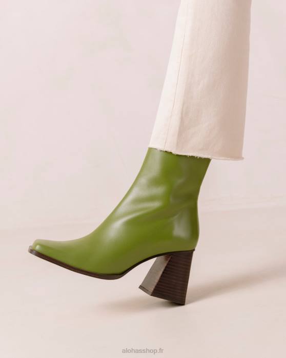femmes bloc de couleur persistant P64N191 Alohas sud - bottes en cuir vert vif