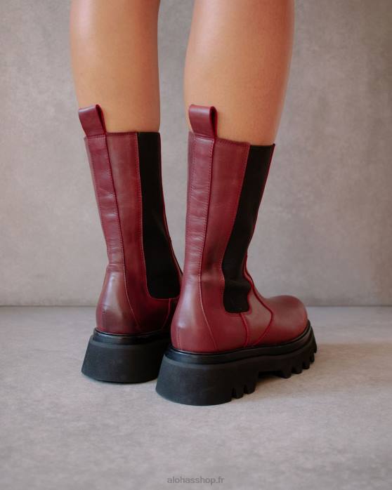 femmes bordeaux foncé P64N356 Alohas all rounder - bottes en cuir rouge