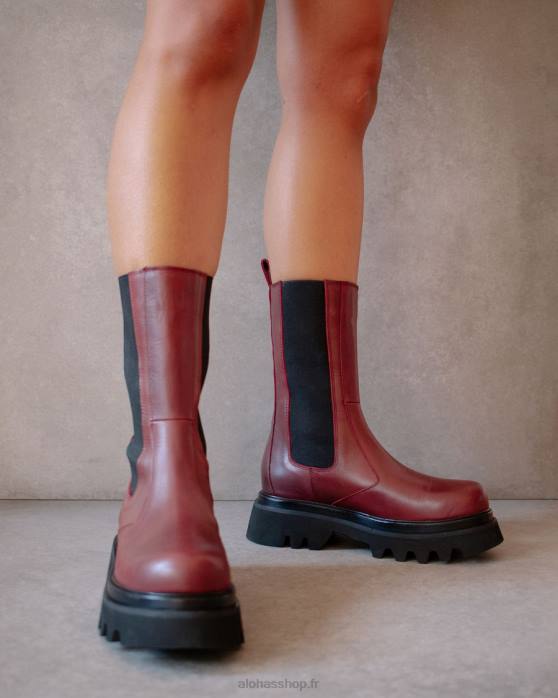 femmes bordeaux foncé P64N356 Alohas all rounder - bottes en cuir rouge