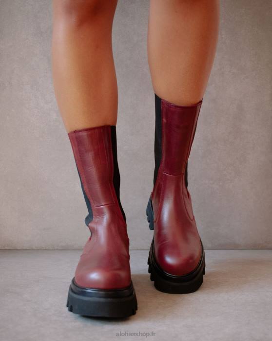 femmes bordeaux foncé P64N356 Alohas all rounder - bottes en cuir rouge