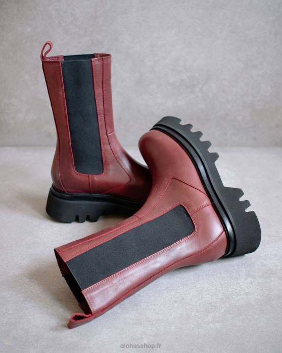 femmes bordeaux foncé P64N356 Alohas all rounder - bottes en cuir rouge