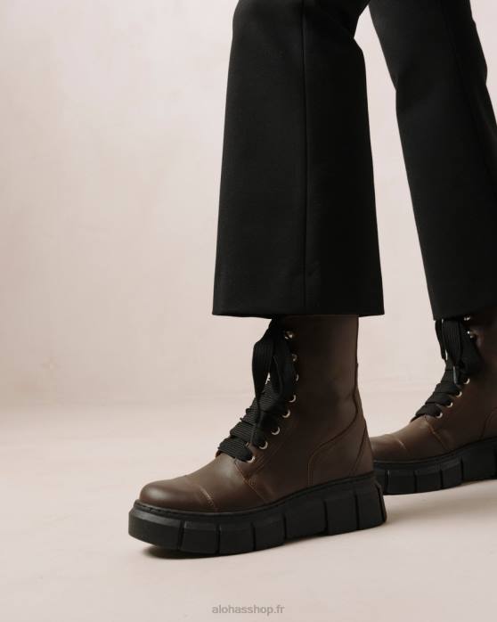 femmes brun café P64N281 Alohas can can - bottes en cuir marron