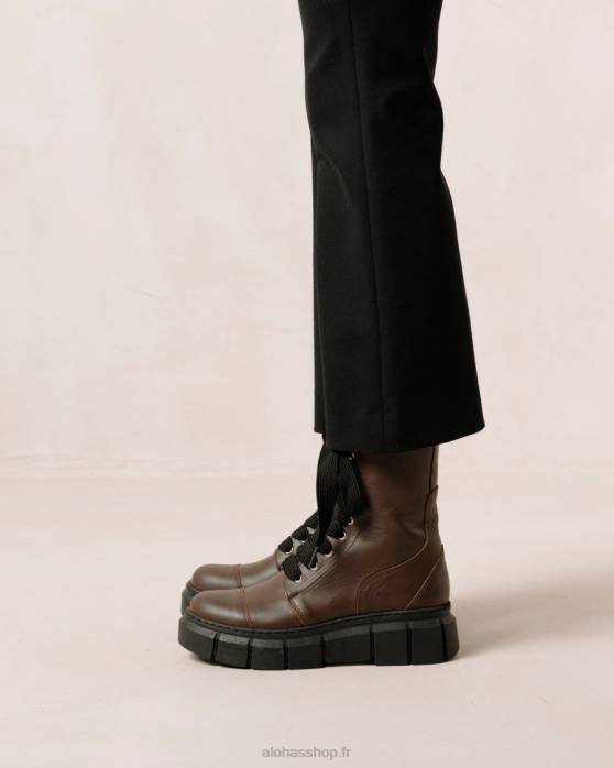 femmes brun café P64N281 Alohas can can - bottes en cuir marron