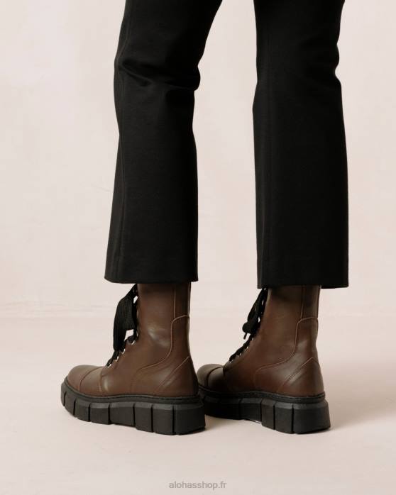 femmes brun café P64N281 Alohas can can - bottes en cuir marron