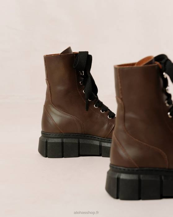 femmes brun café P64N281 Alohas can can - bottes en cuir marron