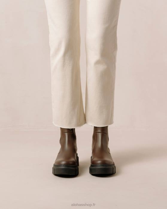 femmes brun café P64N559 Alohas armure - bottes en cuir marron