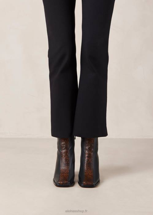 femmes brun noir indo P64N146 Alohas south python - bottes en cuir imprimé serpent