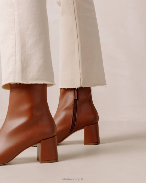 femmes brun pain d'épice P64N132 Alohas aquarelle - bottes en cuir vegan marron