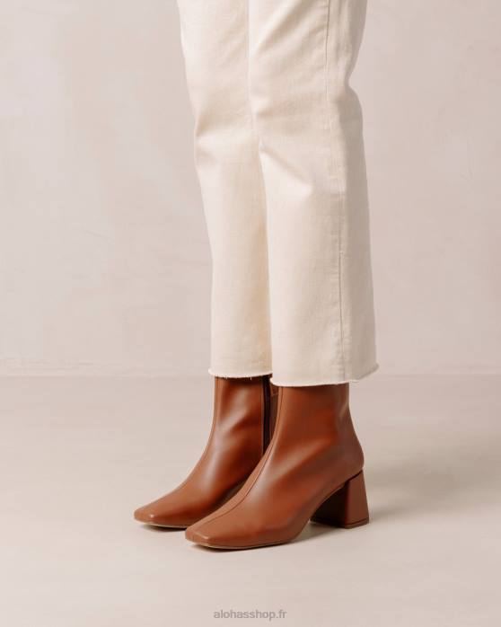 femmes brun pain d'épice P64N132 Alohas aquarelle - bottes en cuir vegan marron