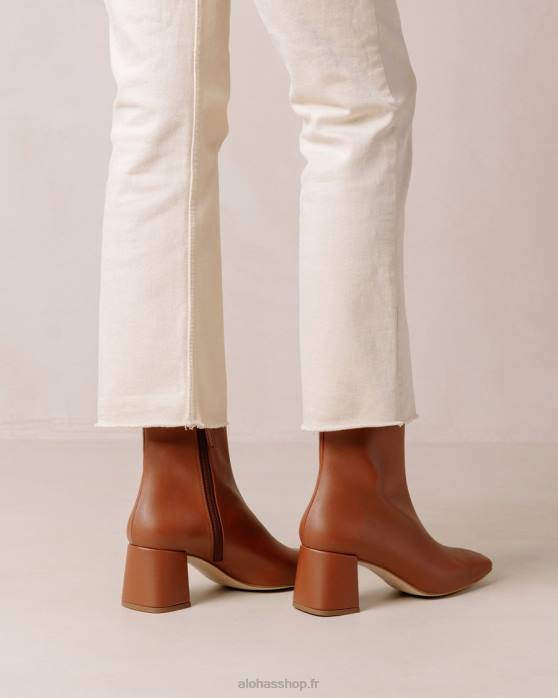femmes brun pain d'épice P64N132 Alohas aquarelle - bottes en cuir vegan marron