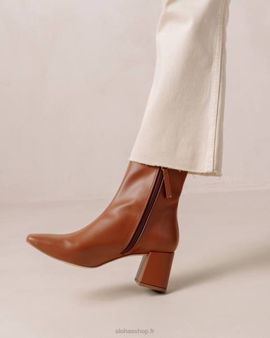 femmes brun pain d'épice P64N132 Alohas aquarelle - bottes en cuir vegan marron