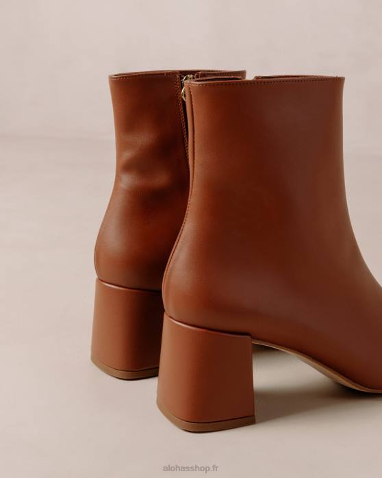 femmes brun pain d'épice P64N132 Alohas aquarelle - bottes en cuir vegan marron