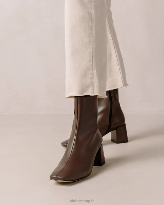 femmes brun terre d'ombre P64N133 Alohas aquarelle - bottes en cuir vegan marron foncé