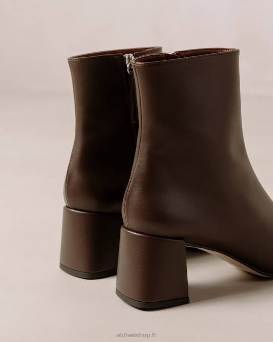femmes brun terre d'ombre P64N133 Alohas aquarelle - bottes en cuir vegan marron foncé