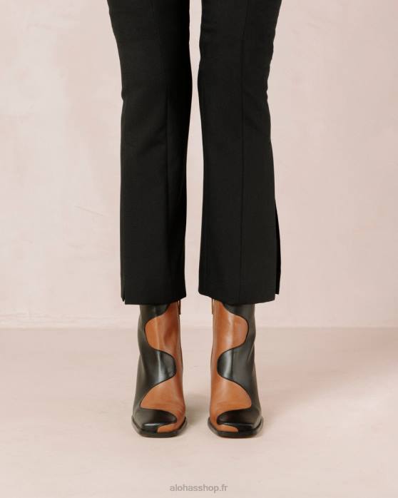 femmes chameau noir P64N8 Alohas blair - bottes en cuir noir et marron