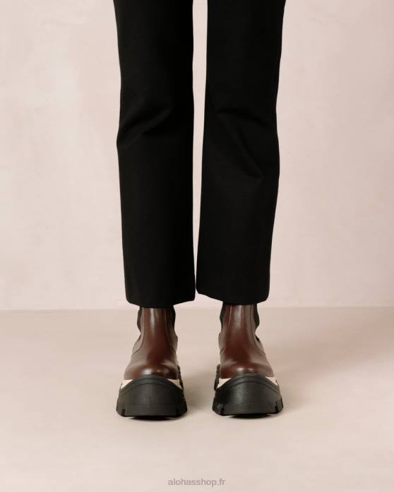 femmes échecs café marron P64N576 Alohas phénix échecs - bottes en cuir marron
