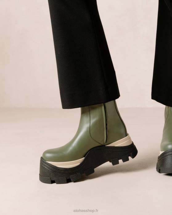 femmes échecs poussiéreux olive P64N330 Alohas échecs saphir - bottes en cuir vert