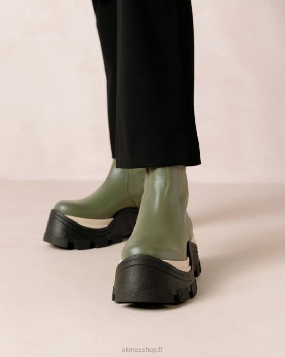 femmes échecs poussiéreux olive P64N330 Alohas échecs saphir - bottes en cuir vert