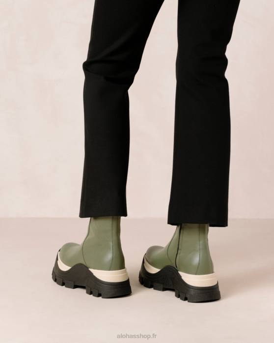 femmes échecs poussiéreux olive P64N330 Alohas échecs saphir - bottes en cuir vert