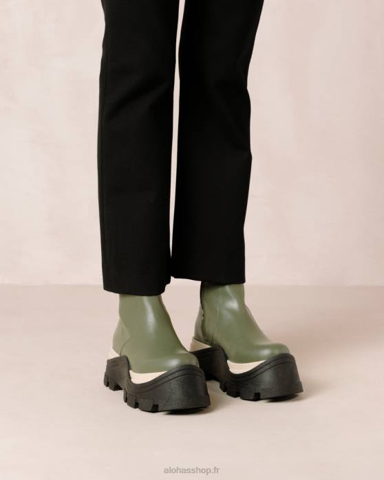 femmes échecs poussiéreux olive P64N330 Alohas échecs saphir - bottes en cuir vert